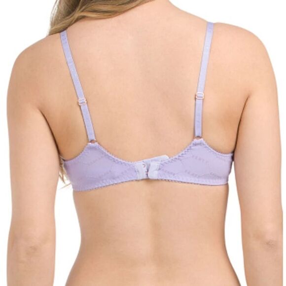 Savage X Fenty Purple Flocked Logo Mesh Unlined Bra - Picture 2 of 16